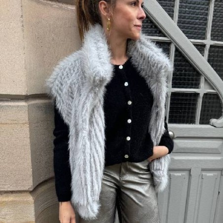 gilet sans manches oversize fausse fourrure